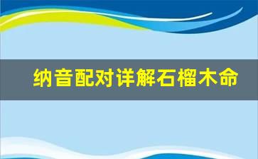 纳音配对详解  石榴木命和泉中水命配吗