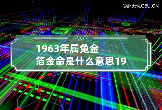 1963年属兔金箔金命是什么意思 1963年属兔是金兔吗